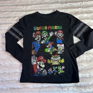 Nintendo Super Mario Black Long Sleeve Kids Shirt